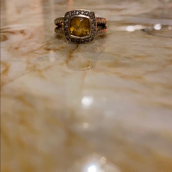 Petite Albion Ring with Citrine and Diamonds - Picture 2 of 6